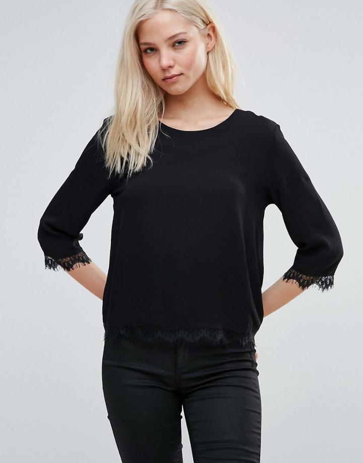 B.young Hessio Blouse With Lace Trim - Black