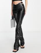 The Couture Club Leather Look Cut Out Waist Pants In Black