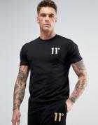 11 Degrees T-shirt With Gold Logo - Black