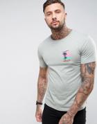 Hoxton Denim Marl T-shirt With Hoxton Print Chest Pocket - Beige