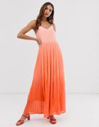 Vero Moda Pleated Cami Maxi Dress In Dip Dye - Multi