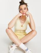 Brave Soul Marcela Cropped T-shirt With Tie-yellow