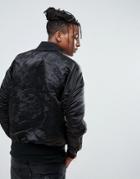 Night Addict Embroidered Ma1 Bomber Jacket With Rose Gold Zips - Black