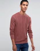 Asos Cable Sweater In Cotton - Red