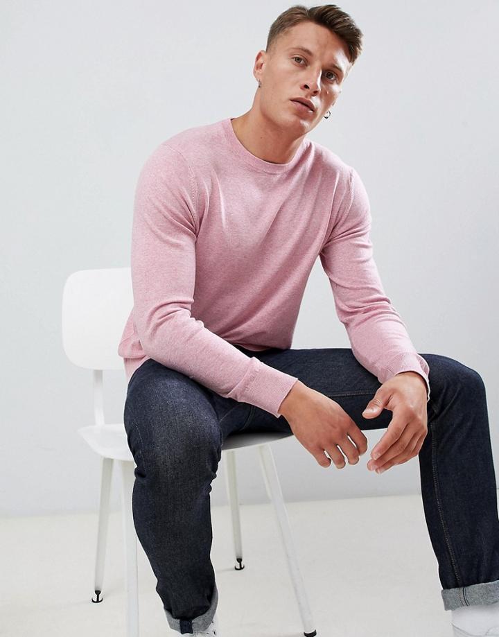 Burton Menswear Crew Neck Sweater In Pink - Pink