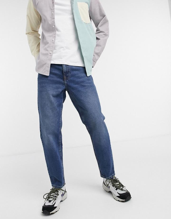 Asos Design Classic Rigid Jeans In Vintage Dark Wash Blue-blues
