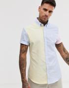 River Island Color Block Shirt With Embroidered Logo