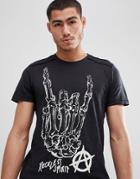 Solid T-shirt With Wreckless Spirit Print - Black