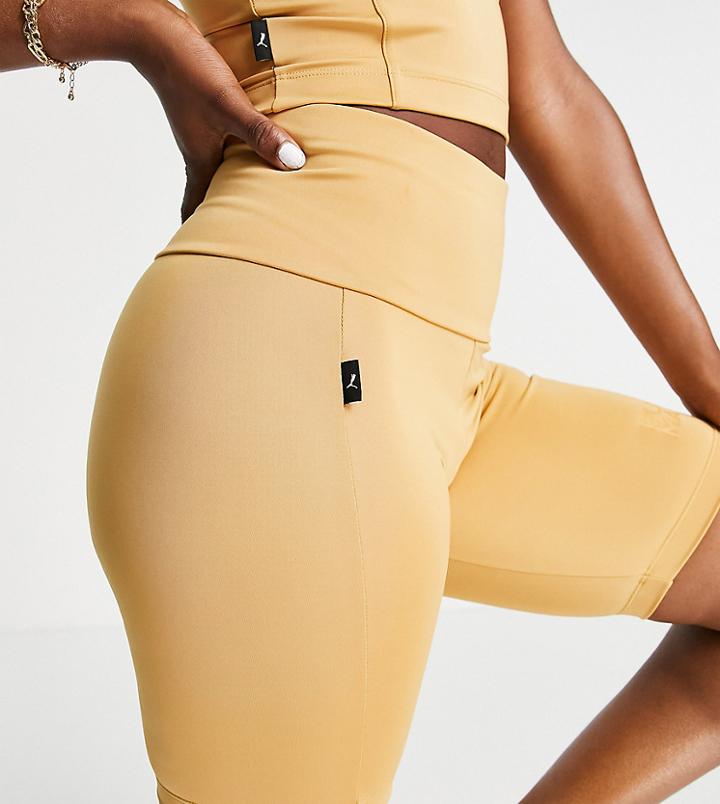 Puma Infuse High Waist Legging Shorts In Caramel-neutral