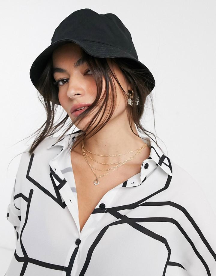 Asos Design Cotton Bucket Hat In Black