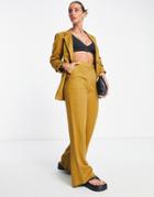 Asos Design Linen Striped Suit Pants In Mustard And Blue-multi