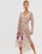 Never Fully Dressed Sheer Floral Print Shirt Dress In Multi