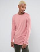 Asos Longline Cotton Sweater In Pink - Pink