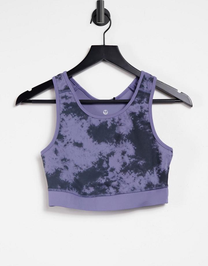 New Look Active Tie Dye Crop Top In Blue-blues