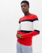 Jack & Jones Originals Knitted Sweater With Sport Stripe-red