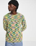Asos Design Relaxed Fit Chenille Sweater In Bright Space Dye-multi