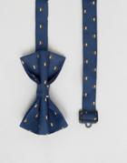 Asos Holidays Bow Tie With Holidays Puddings - Navy