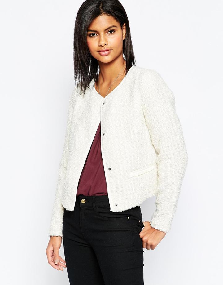 Vero Moda 3/4 Sleeve Button Front Jacket - White