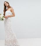 Jarlo Tall All Over Lace Bandeau Maxi Dress-white