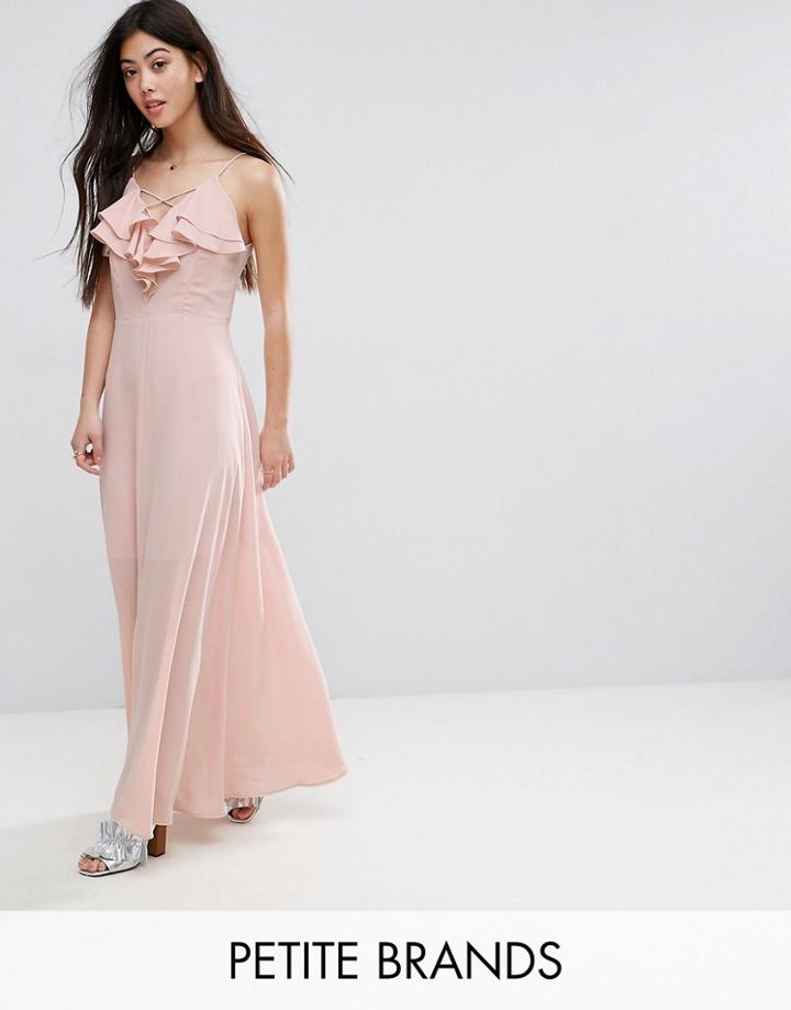 New Look Petite Ruffle Cross Back Detail Maxi Dress - Pink