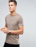 Asos Muscle T-shirt With Crew Neck In Brown - Brown