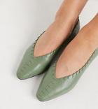 Asos Design Wide Fit Valarie Whipstitch Ballet Flats In Green