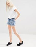 Cheap Monday High Rise Mom Shorts With Roll Hem - Blue
