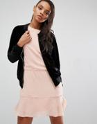 First & I Velvet Bomber Jacket - Black