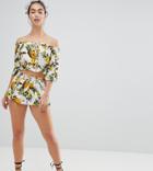 River Island Pineapple Print Beach Shorts - Yellow