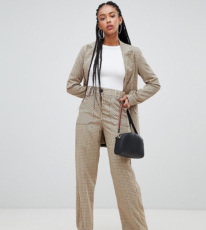 Bershka High Waisted Pocket Front Wide Leg Pants