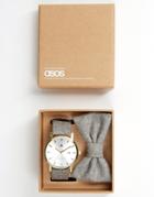 Asos Watch And Bow Tie Set In Gray - Gray