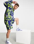 Asos Design Coordinating Oversized Jersey Shorts With All Over Graffiti Print-multi