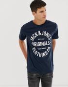 Jack & Jones Originals Script T-shirt - Navy
