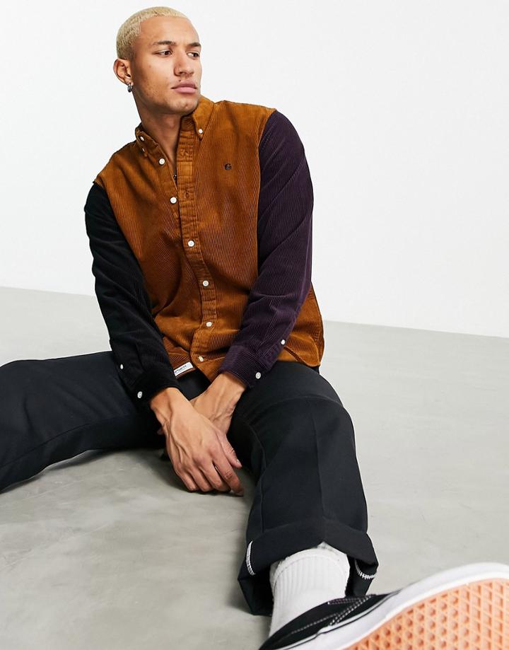 Carhartt Wip Triple Madison Corduroy Shirt In Multi-brown
