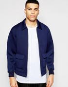 Asos Neoprene Coach Jacket With Patch Pockets In Blue - Navy