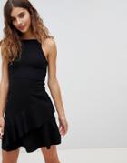 New Look Asymmetrical Hem Dress - Black