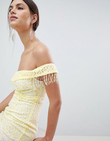 C By Cubic Yellow Lace Midi Dress - Yellow