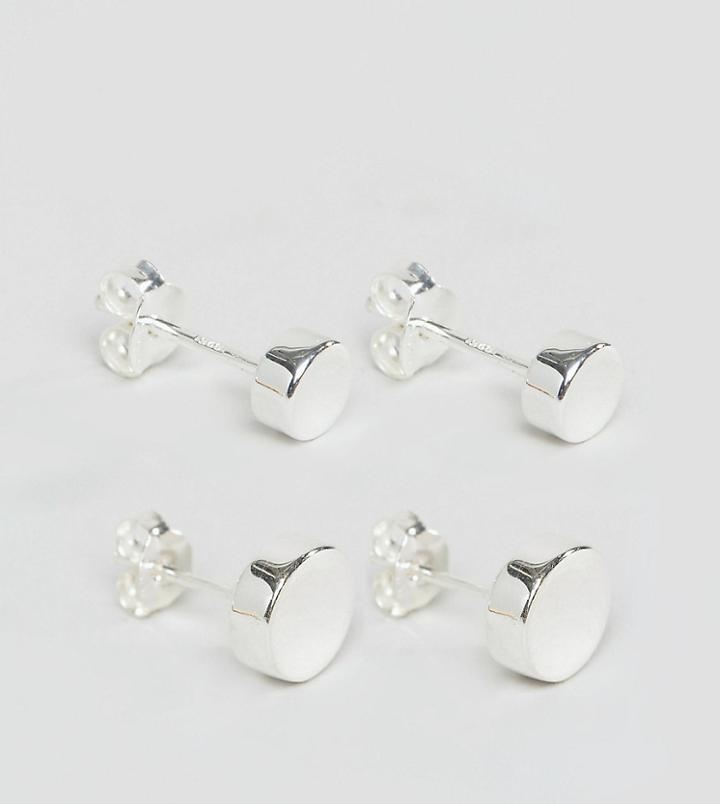 Asos Sterling Silver Plug Earring 2 Pack In Mixed Sizing - Silver