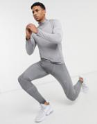 Asos 4505 Training Long Sleeve T-shirt With Oil Wash-grey