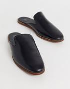 Asos Design Backless Mule Loafer In Black Leather - Tan