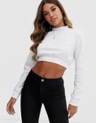 Asos Design Super Crop Sweatshirt In White - White