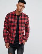 Religion Shirt With Zip Through In Check - Red