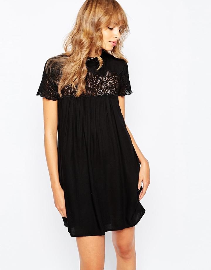 Vila Lace Smock Dress - Black