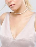 Asos Pearl Strand Choker Necklace - Cream