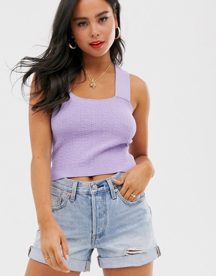 Asos Design Textured Structured Knit Tank - Purple