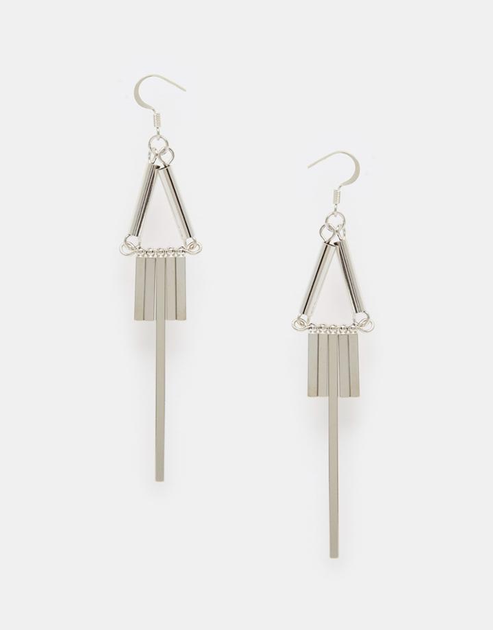 Limited Edition Tube Drop Earrings - Silver