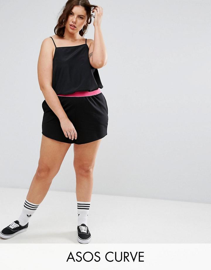 Asos Curve Rollerskate Short With Tipped Elastic Waistband - Black