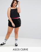 Asos Curve Rollerskate Short With Tipped Elastic Waistband - Black