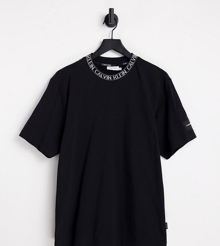 Calvin Klein Exclusive To Asos T-shirt With Neck Branding Detail In Black