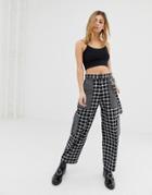 The Ragged Priest Mixed Check Cropped Pants - Black